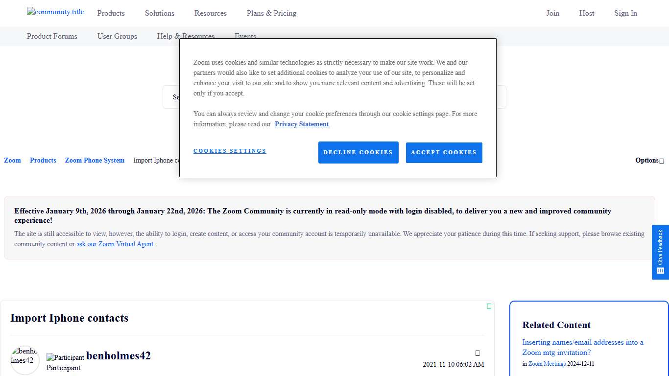 Import Iphone contacts - Zoom Community